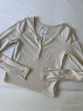 GAP Ribbed Long Sleeve Top - Cream